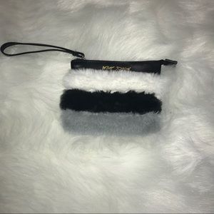 Betsy Johnson Fuzzy wristlet Purse